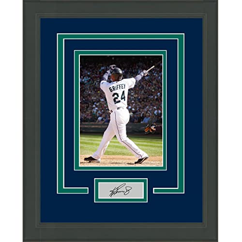 Framed Ken Griffey Jr Facsimile Laser Engraved Signature Auto Seattle Mariners 14x17 Baseball Photo