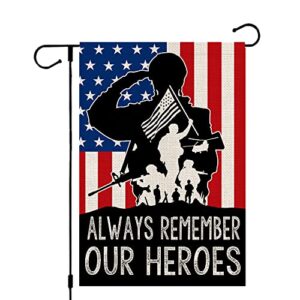 crowned beauty memorial day soldier garden flag 12×18 inch double sided always remember our heroes 4th of july patrioctic american independence outside yard decor