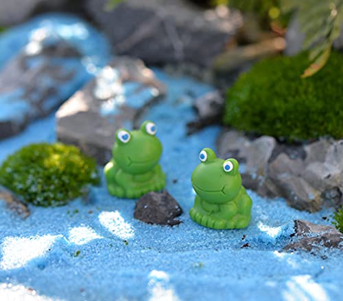 Exasinine 20 Pcs Resin Mini Frogs Green Frog Miniature Figurines Fairy Garden Miniature Moss Landscape DIY Terrarium Crafts Ornament Accessories for Home Décor