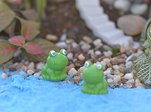 Exasinine 20 Pcs Resin Mini Frogs Green Frog Miniature Figurines Fairy Garden Miniature Moss Landscape DIY Terrarium Crafts Ornament Accessories for Home Décor