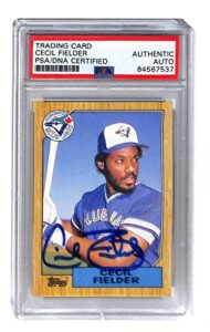 cecil fielder signed 1987 topps #178 autographed blue jays psa/dna