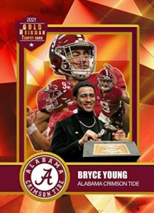 2020 bryce young alabama crimson tide heisman trophy football card depicting his college rookie year – (unbranded, custom made novelty art card)