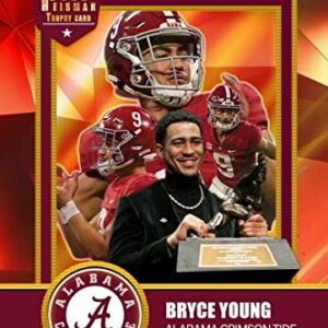 2020 BRYCE YOUNG Alabama Crimson Tide HEISMAN TROPHY Football Card Depicting His College Rookie Year - (Unbranded, Custom Made Novelty Art Card)