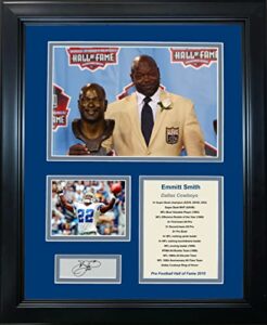framed emmitt smith hall of fame facsimile laser engraved signature auto dallas cowboys 12″x15″ photo collage