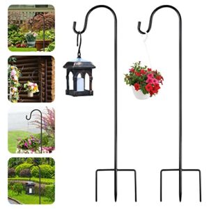 2 pcs shepherds hook outdoor 23 to 35 inch garden shepherds hook metal garden stake with hooks lantern stick shepherds hooks for solar lights lanterns bird cages weddings plant baskets