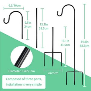 2 PCS Shepherds Hook Outdoor 23 to 35 inch Garden Shepherds Hook Metal Garden Stake with Hooks Lantern Stick Shepherds Hooks for Solar Lights Lanterns Bird Cages Weddings Plant Baskets