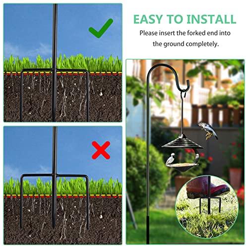 2 PCS Shepherds Hook Outdoor 23 to 35 inch Garden Shepherds Hook Metal Garden Stake with Hooks Lantern Stick Shepherds Hooks for Solar Lights Lanterns Bird Cages Weddings Plant Baskets