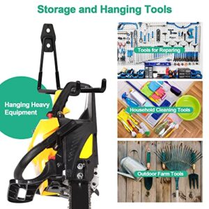 4 Pack Garage Hooks, Wall Hooks Heavy Duty, with 2 Extension Cord Storage Straps, Bike Hooks for Hanging Garage Wall, Garden Lawn Tools, Ladder, Hose Storage Rack Organizer