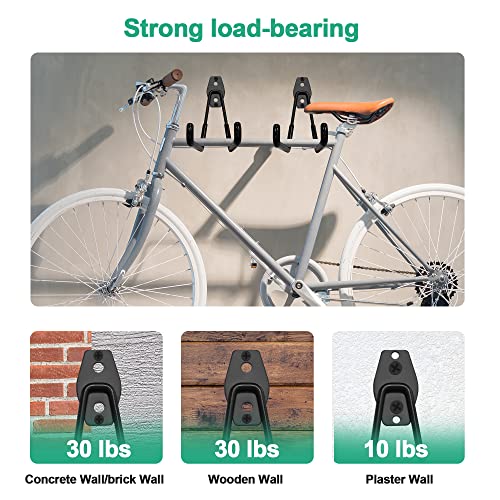 4 Pack Garage Hooks, Wall Hooks Heavy Duty, with 2 Extension Cord Storage Straps, Bike Hooks for Hanging Garage Wall, Garden Lawn Tools, Ladder, Hose Storage Rack Organizer