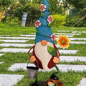 Sleeky Lime Garden Gnomes Outdoor Funny | Solar Garden Gnome Statues | Solar Gnomes Decor for Outside | Funny Garden Gnomes | 16" Metal Large Garden Gnome