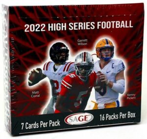 2022 sage hit premier draft football high series hobby box (16 pks/bx, one autograph card/pk)