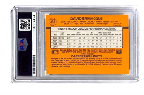 Dave Cone Signed 1989 Donruss #388 Autographed Mets PSA/DNA