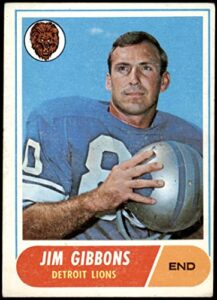 1968 topps # 208 jim gibbons detroit lions (football card) vg/ex lions iowa