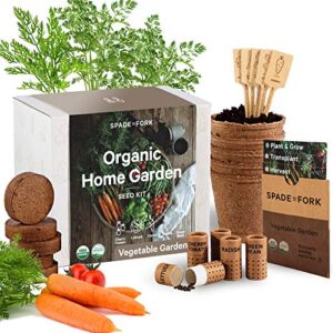 organic indoor vegetable garden starter kit – made in usa – certified usda organic – 5 seed types cherry tomato, lettuce, carrot, radish, green bean | indoor plant seeds, indoor garden kit, plant kit