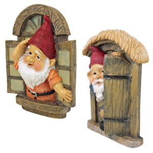 Design Toscano QL94281 Knothole Welcome Gnomes Garden Tree Sculptures, full color