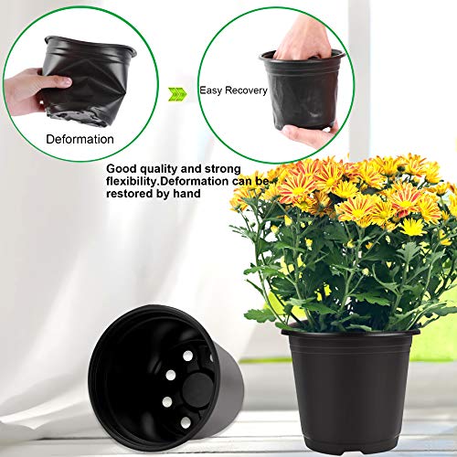 110 Pcs 0.5 Gallon Black Plastic Plant Nursery Pots 6 Inches Seed Starting Pots Containers with 110 Labels