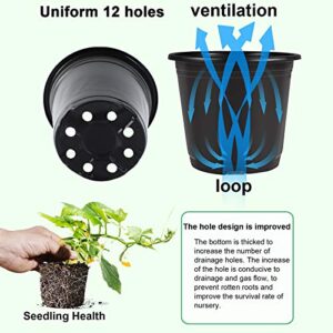 110 Pcs 0.5 Gallon Black Plastic Plant Nursery Pots 6 Inches Seed Starting Pots Containers with 110 Labels