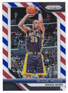 2018-19 prizm red white and blue prizms basketball #55 reggie miller indiana pacers official nba trading card from panini