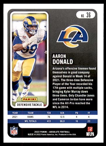 Football Trading Card NFL 2022 Panini Absolute #36 Aaron Donald NM Near Mint LA Rams