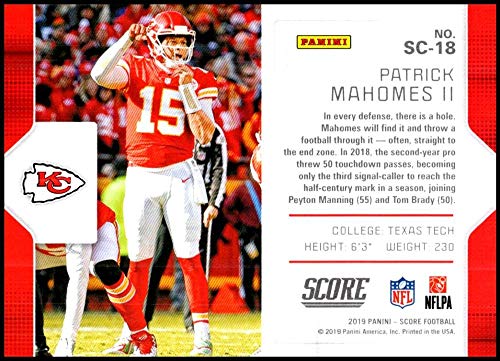 2019 Score Signal Callers #SC-18 PATRICK MAHOMES II Kansas City Chiefs Football Trading Card