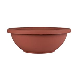 the hc companies 22 inch large garden bowl planter – shallow plant pot with drainage plug for indoor outdoor flowers, herbs, clay