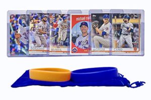 new york mets baseball cards: noah syndergaard, robinson cano, francisco lindor, amed rosario, michael conforto, jeff mcneil, jacob degrom, pete alonso assorted trading card and wristbands bundle
