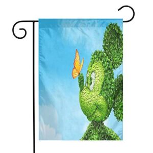 caelpley welcome decorations garden flag vertical double sided 12 x 18 inch, house farmhouse yard seasonal outdoor flags merry christmas holiday decor, disney mickey mouse blue sky and butterfly