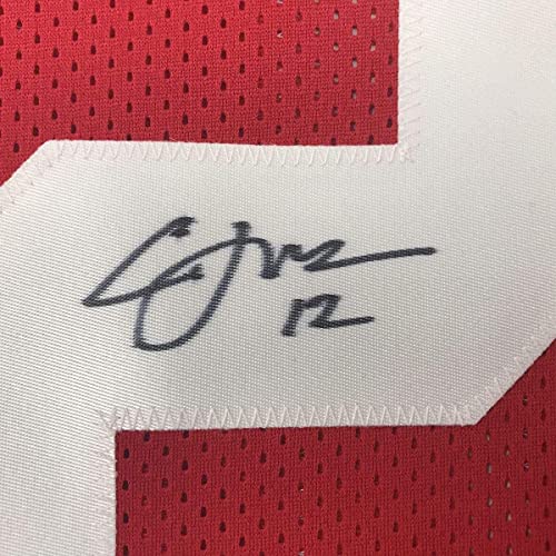 Framed Autographed/Signed Cardale Jones 33x42 Ohio State Red College Football Jersey JSA COA