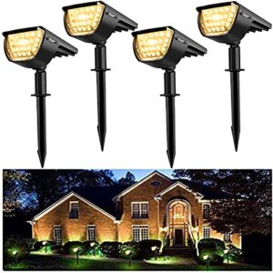 jior solar landscape spotlights outdoor 32 led ip65 waterproof solar powered wall lights 2-in-1 adjustable lights for garden yard driveway walkway pool patio 4 pack (warm white)