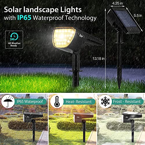 Jior Solar Landscape SpotLights Outdoor 32 LED IP65 Waterproof Solar Powered Wall Lights 2-in-1 Adjustable Lights for Garden Yard Driveway Walkway Pool Patio 4 Pack (Warm White)