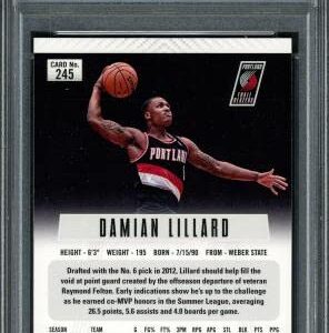 Damian Lillard Autographed 2012 Panini Prizm Rookie Card #245 Portland Trail Blazers PSA 9 Auto Grade Gem Mint 10 On Card PSA/DNA #63156061 - Unsigned Basketball Cards