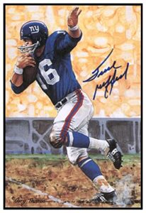 frank gifford signed goal line art card glac autographed giants psa/dna