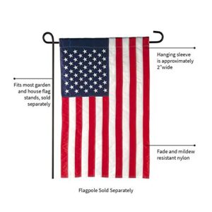 Evergreen American Flag 18-inch x 12.5-inch Garden Size | Heavy Duty Outdoor Premium 310D | Embroidered Stars and Stripes and Quadruple Stitched Edge | USA Residential or Commercial