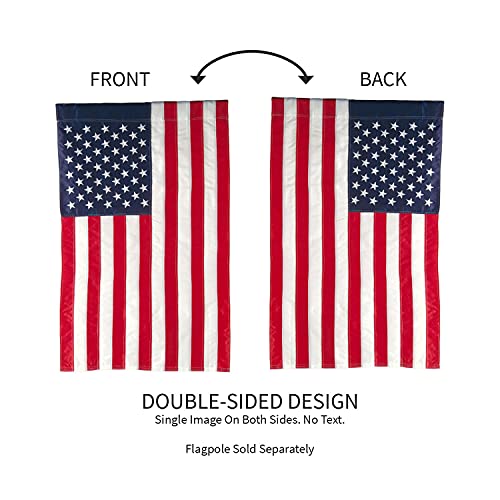 Evergreen American Flag 18-inch x 12.5-inch Garden Size | Heavy Duty Outdoor Premium 310D | Embroidered Stars and Stripes and Quadruple Stitched Edge | USA Residential or Commercial