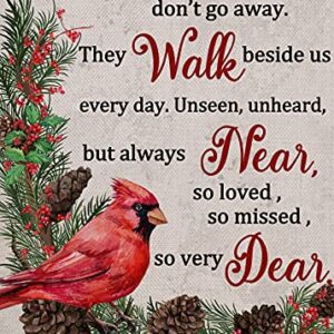 Furiaz Those We Love Don't Go Away Cardinal Red Bird Small Decorative Winter Garden Flag, Quote Yard Pincone Tree Branches Home Outside Decoration, Christmas Farmhouse Outdoor Decor 12x18