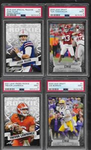 josh allen tua tagovailoa joe burrow & trevor lawrence leaf 4 card rookie lot graded psa mint 9 nfl superstar quarterbacks