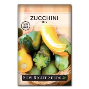 sow right seeds – zucchini mix seed for planting – non-gmo heirloom packet with instructions to plant and grow an outdoor home vegetable garden – vigorous and productive – great gift