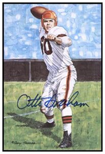 otto graham signed goal line art card glac autographed browns psa/dna