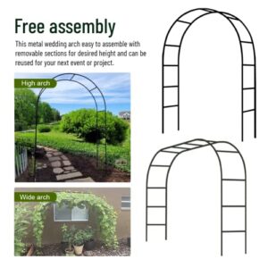 Newsmarts 7.9Ft Metal Garden Arch Army Green Garden Arbor for Climbing Plant Outdoor Wedding Party