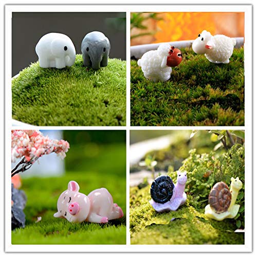 Kbraveo 45Pcs Mini Animals Miniature Ornament Kits Set for DIY,Fairy Gardens Dollhouse Décor,Elephants,Rabbits,Hedgehogs,hens,Bunnies,Cubs,Chicks,Bees,Cows,Frogs,Snails,Turtles,Puppies,Pigs,Sheep