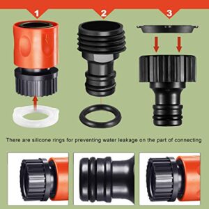 16 Pieces Garden Hose Quick Connector 3/4 Inch Plastic Water Hose Fittings Male and Female Connectors Hose End Adapters with 10 Pieces Rubber Gaskets