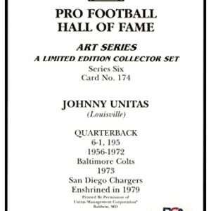 Johnny Unitas Signed Goal Line Art Card GLAC Autographed Colts PSA/DNA