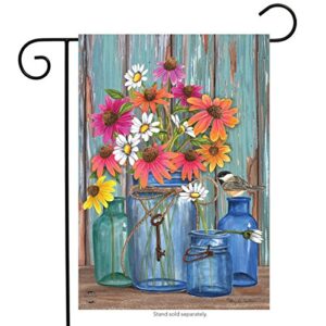 farm fresh flowers spring garden flag mason jars 18″ x 12.5″ briarwood lane