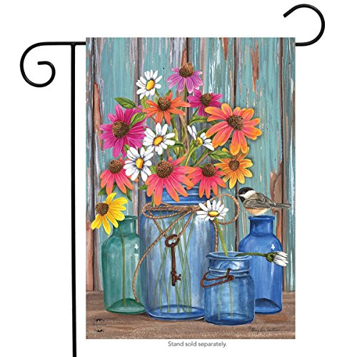 Farm Fresh Flowers Spring Garden Flag Mason Jars 18" x 12.5" Briarwood Lane