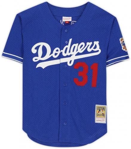 Mike Piazza Los Angeles Dodgers Autographed Mitchell and Ness Blue Batting Practice Replica Jersey - Autographed MLB Jerseys