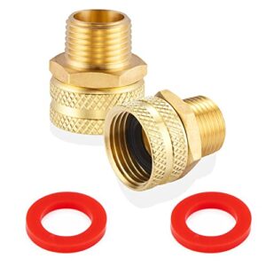 litorange lead-free 2 pcs swivel 3/4″ght female x 1/2″npt male connector,ght to npt garden hose adapter brass fitting,garden pipe joint extension repair fitting(pack of 2)