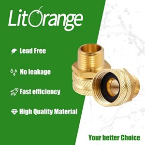 Litorange Lead-Free 2 PCS Swivel 3/4"GHT Female x 1/2"NPT Male Connector,GHT to NPT Garden Hose Adapter Brass Fitting,Garden Pipe Joint Extension Repair Fitting(Pack of 2)