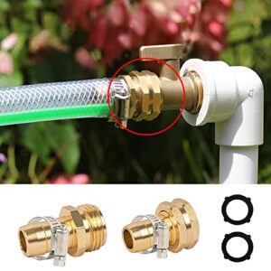 Hourleey Garden Hose Repair 1/2 Inch, Aluminum Mender Hose Connector Fitting with Clamp, Fit 1/2" Male & Female Hose Connector, 3 Sets