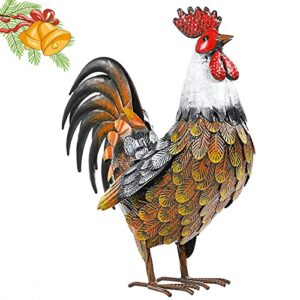 kircust garden rooster statues & sculpture, metal chicken animal yard art lawn ornament figurines artwork for outdoor, patio,backyard and home kitchen decoration