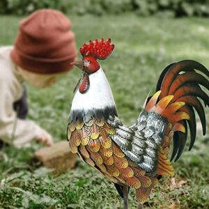 Kircust Garden Rooster Statues & Sculpture, Metal Chicken Animal Yard Art Lawn Ornament Figurines Artwork for Outdoor, Patio,Backyard and Home Kitchen Decoration